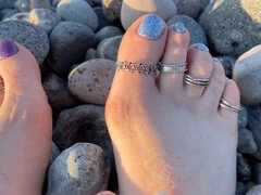 Strand, Fötter, Hemmagjord, Massage, Milf, Älskarinna, Offentlig