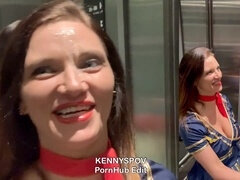 KimberlyX, star du porno belge, fait sa toute premi�re balade �jaculatoire publique