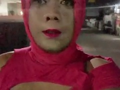 Leie, Crossdresser, Spermaladung, Dildo, Indonesisch, Im freien, Transfrau, Spielzeuge