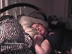 Blonde MILF shared in bedroom by two Ebony stallions