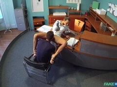 Leie, Blasen, Lecken, Krankenschwester, Büro, Muschi, Uniform, Spanner