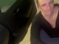 Hot German MILF Saskialove87 Gets Creampied in Car After Cinema - Rough Parking Garage Sex