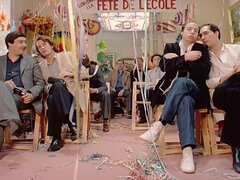 Retro student girls are learning classic blowjob at vintage sex school