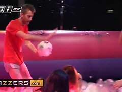 Watch Anissa Kate, Franceska Jaimes & Danny D get their big tits in Sports action with Danny D's soapy cock