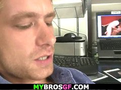 Small tits blonde loves sucking and fucking his big dick