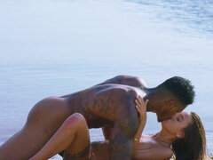 Stunning babe Liya Silver fucks lucky black dude on the beach