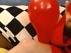 Red Yellow Balloon Blowup Licking Squeaky Squeezing