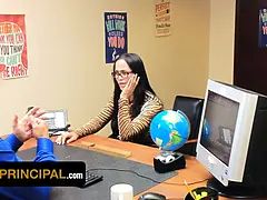 Step mom Jazmine Cruz swallows principal's cum to get her step son out of distress - pervert principal