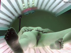 Slow Pussy Masturbation in Public Solarium