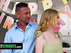 Pervy stepdaddy deflowers his teenie step daughter on her 18th b-day