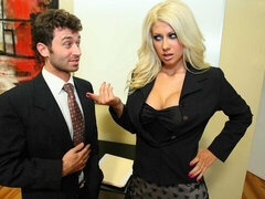 큰 엉덩이, 큰 음경, 큰 가슴, 금발의, 도기스타일, 밀프, 사무실, 젖가슴