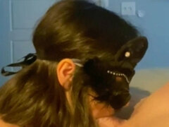 Desperately Needed Throatpie Right When BF Walks Through the Door