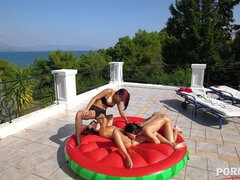 Rumpa, Svart, Brunett, Klackar, Underkläder, Utomhus, Fitta, Rödhårig