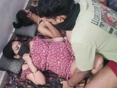 Having sex in the room where two busty babes rest