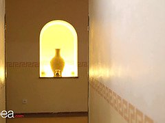 Pretty Euro babes Alexis Crystal and Cindy Shine romantic pussy licking orgam in public sauna