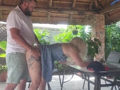 Hot Blonde Neighbor Wife Gets Creampie Fucked on Patio - Homemade Amateur Sex