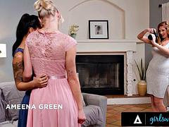 GIRLSWAY - Stepsisters Ameena Green  Kelsey Kane Pose For Stepmom Annie Kings Prom Night Pics: Porn