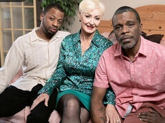 An awesome interracial double penetration with a hot blonde Seka Black