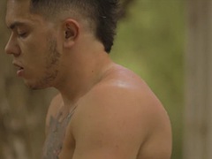 Avsugning, Homosexuell, Onani, Muskel, Utomhus, Rider, Tatuering