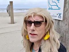 Mrs Samantha going for a walk on the beach