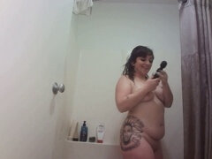 Vibrator clit orgasm, bathroom, big butt