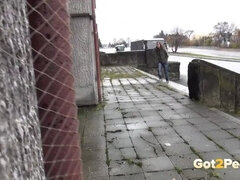 Amateur, Hd, De plein air, Pisser, Public, Chatte, Rasée, Solo