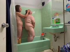 Two Hot Girls Taking Soapy Shower Together Soaping Eachother up Getting Nasty Together