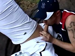 Avsugning, Sperma shot, Homosexuell, Onani, Utomhus