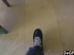 Semen en la boca, Polla, Estilo perrito, Ébano, Pajear, Pequeña, Adolescente, Tetas