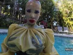 素人, グローブ, Hd, 自家製, ゴム, プール, ゴムタイツ, 一人