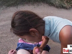 Cute amateur Thai teen fucking outdoor