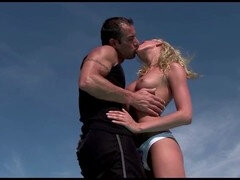 Flirty blonde minx Hanna's Honeypot poses nude by the beach and gets her backside filled by Mike Angelo