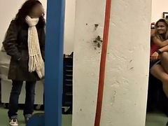 Public POV amateur fucked in mechanic shop bathroom