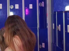 영국인, 체육관, 레즈비언, 파티, 공개적인, 보지, 문신