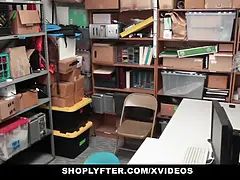 Shoplyfter - small spinner (Kylie Martin) tied to a tabouret for stealing