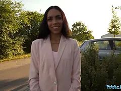 Violeta Grey gets pounded hard from behind in public and takes a cumshot on her big bubble butt