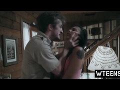 Duży kutas, Obciąganie, Brunetka, Cycata, Kutas, Włochaty, Naturalny, Sutki