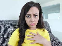 Brunette with small tits prolongs living in rented house by sex