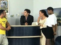 A pair of guys stretching tight twats