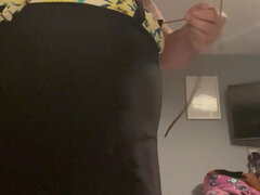 Cock and Ball Bondage with Crossdress to Go Out