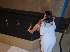 デカ尻, フェラチオ, 彼氏, 浮気する, チン, 淫乱熟女, ラフ, 三人