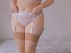Amatör, Bbw stor vacker kvinna, Glasögon, Klackar, Underkläder, Sekreterare, Solo, Stockings