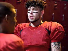 Locker room IR stud bareback in black sports top