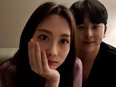 Korean anchor Sweet couple Super beautiful fake big papaya breast