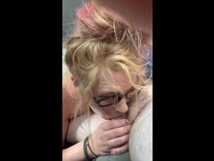 Glasses Slut Streetwalker Bunny Deepthroats Cock & Swallows Cum - POV Car Blowjob