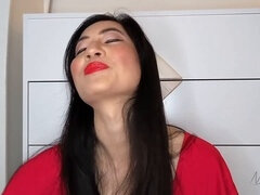 Naughty solo games with an Asian virgin