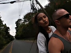 Thai amateur girlfriend exercising outdoors and blowjob