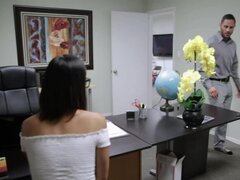 Co-worker's penis turns out to be better for the Asian than dildo