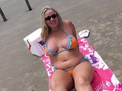 Naughty Beach Fun with big ass BBW blonde with big naturals Siren XXX outdoors