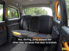 Sex starved taxi driver fucks the tight pussy of his passenger